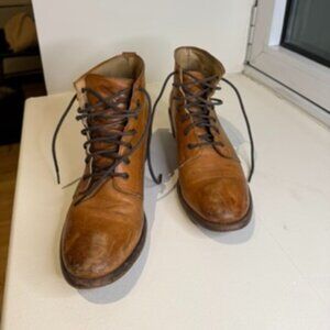 FRYE leather lace up boots, cognac brown, size 8 US